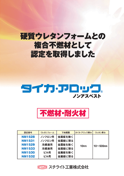 硬質ウレタンフォームとの複合不燃材